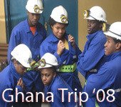 Students in hardhats at the Ghana Trip '08