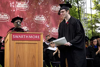 Jay Leeds on stage at commencement