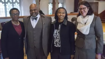 Leslie Callahan, first female pastor of the St. Paul's Church in Philadelphia, spoke at the College's annual Dr. Martin Luther King Jr. Day luncheon