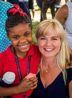 Neah Lockett, grade 2, and Dr. Barbara Klock '86, CCSA Board Member and Capital Campaign Co-Chair