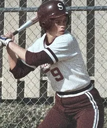 Annie Fetter playing softball