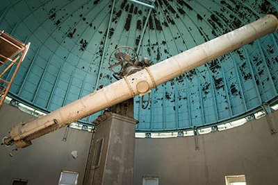 telescope inside the Sproul Observatory