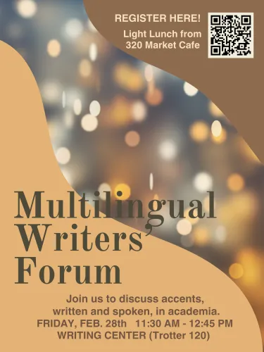 Multilingual Writers' Forum, February 28, 2025; 11:30am - 12:45pm