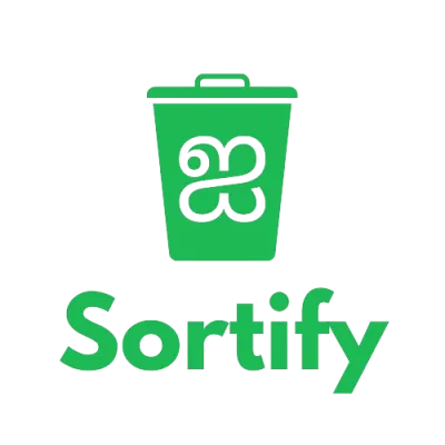 Log of a green trash can and text: Stortify