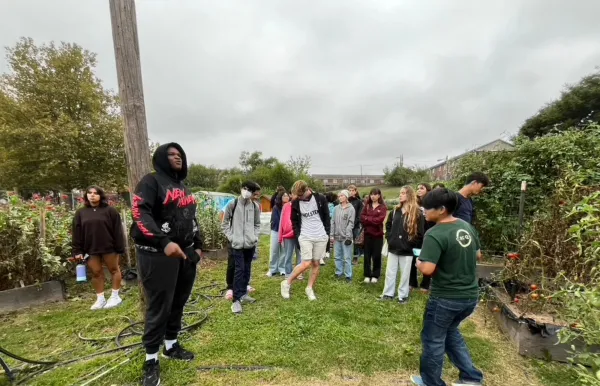 Students at farm