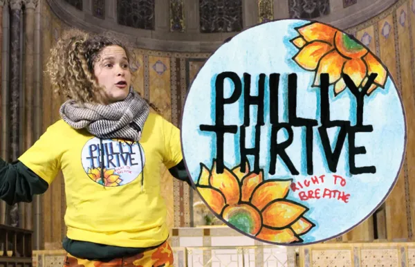 Photo of Alexa Ross next to Philly Thrive logo which has Philly thrive written in all caps and two orange flowers
