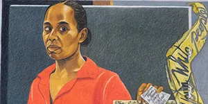 snippet of study depicting the artist wearing an orange shirt