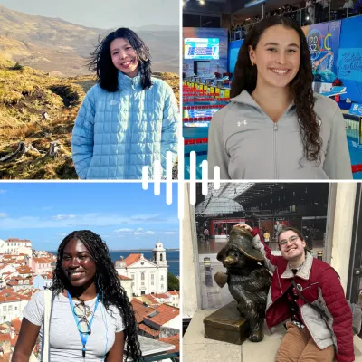 Collage of 4 students in different countries