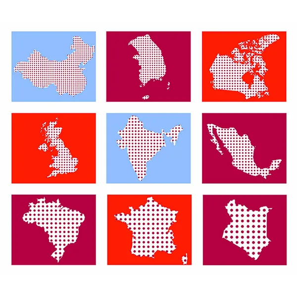 infographic of different countries borders and shape