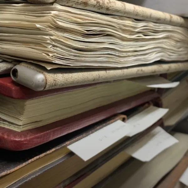 manuscripts on shelves