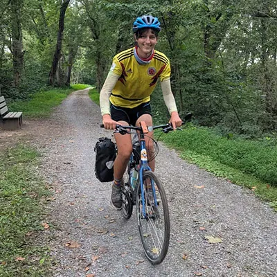 Finn Fremstad on bicycle