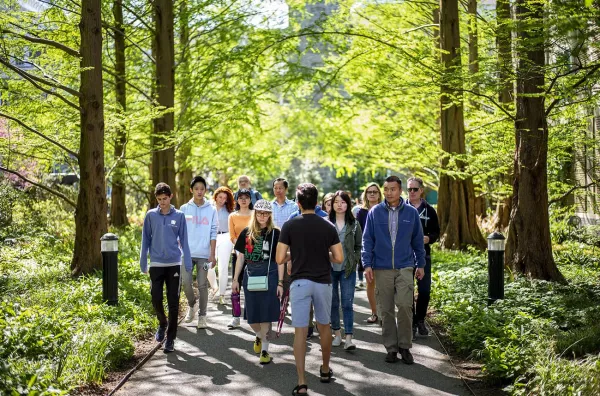 admissions tour across campus