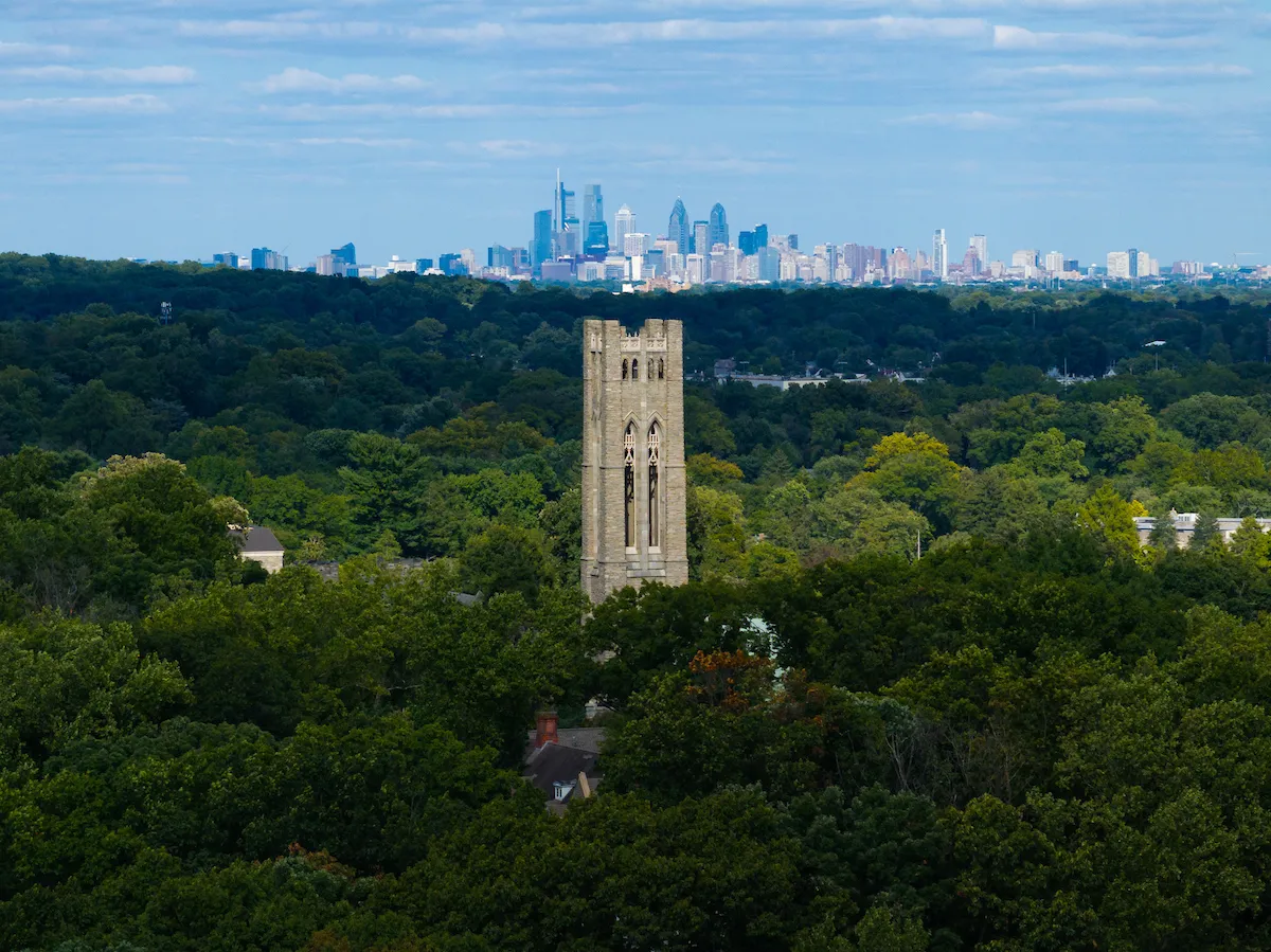 View of Philadelphia's skyline from Swarthmore's campus.