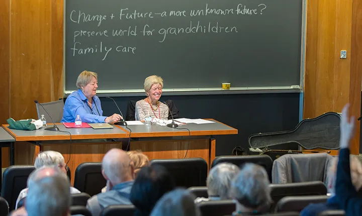 Jane Lang '67 and Heidi Hartmann '67, H'95