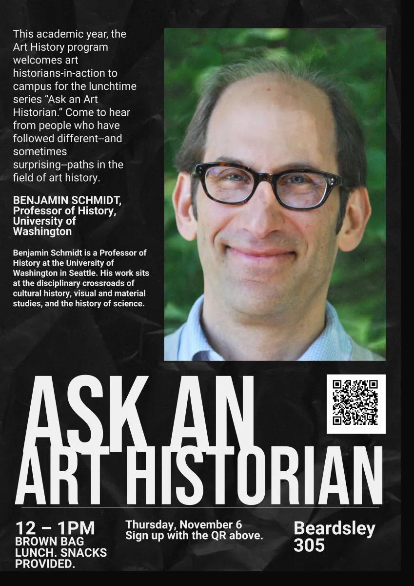 Benjamin Schmidt, guest speaker for the November 6th Ask an Art Historian lecture series