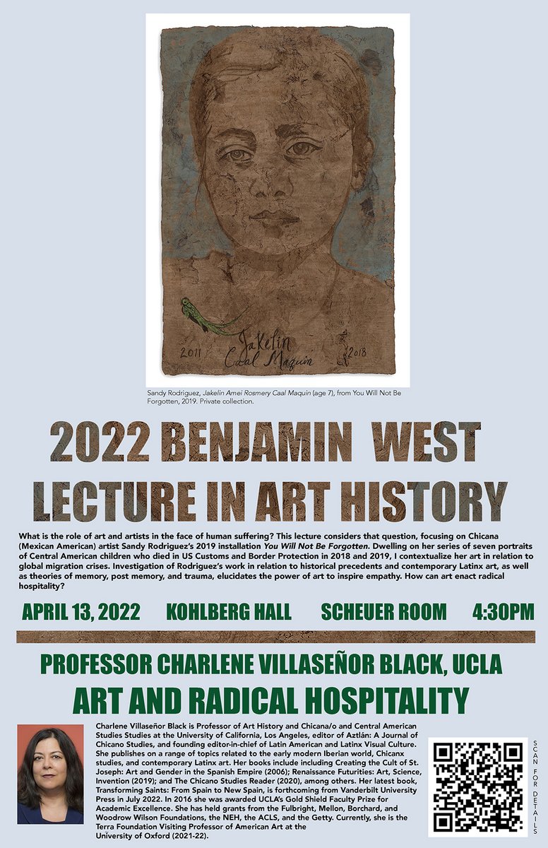 2022 Benjamin West Lecture in Art History poster. Guest lecturer is Professor Charlene Villasenor Black from UCLA