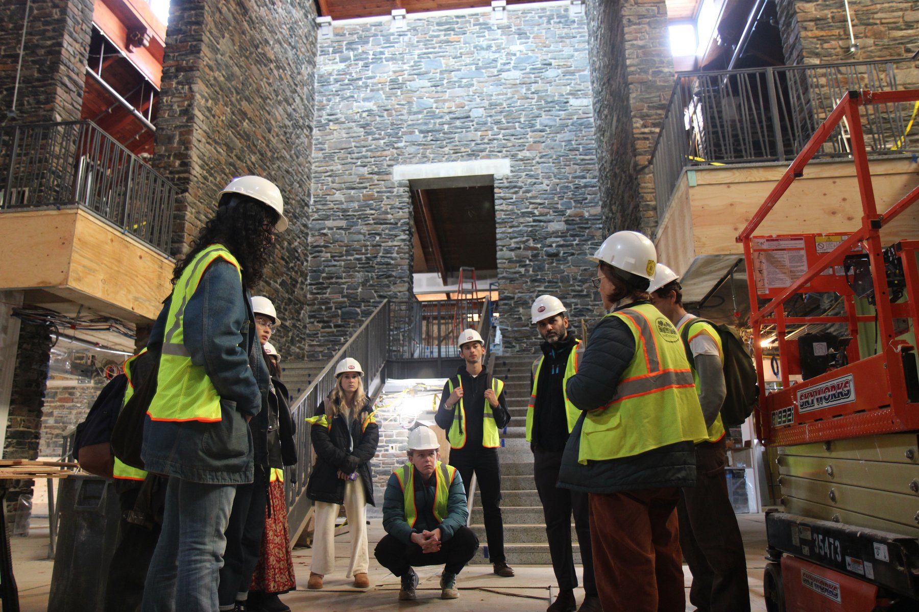 Architectures of Air: Environments in Movement class tour the construction site of Sharples, November 2023.