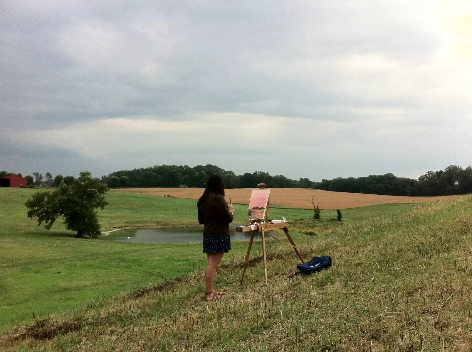 Landscape Painting class working outside.