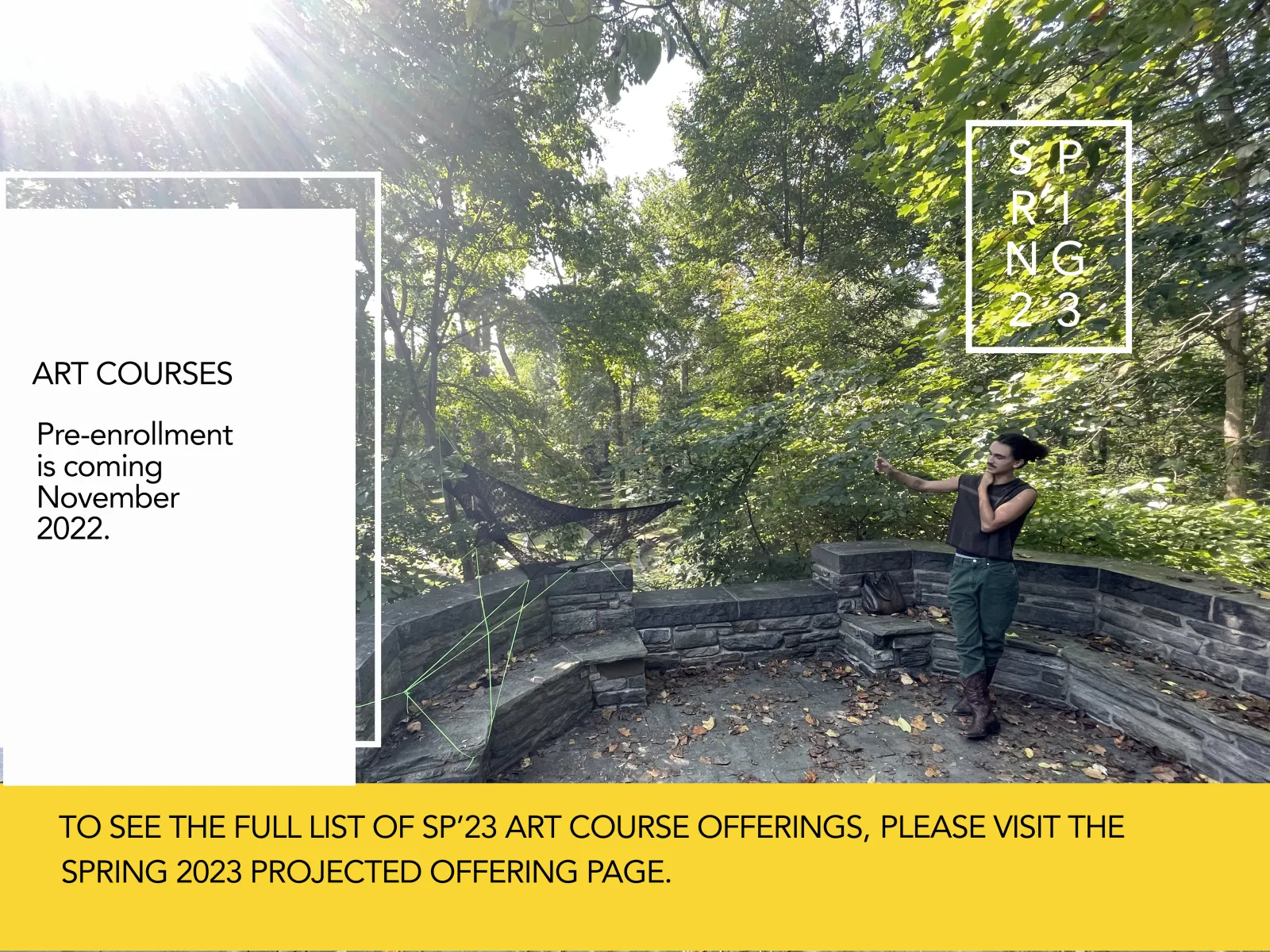Spring 2023 Swarthmore Art course offerings title page image