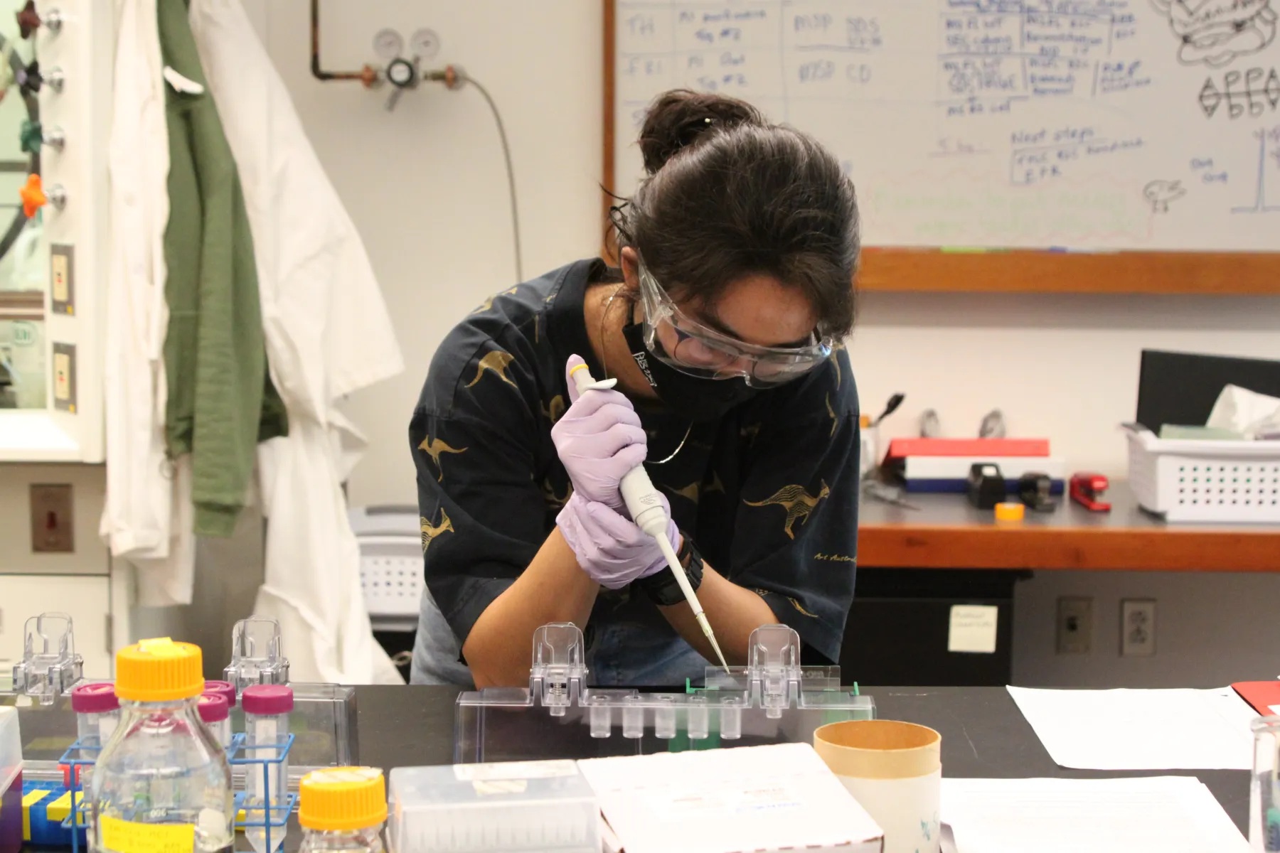 student doing research