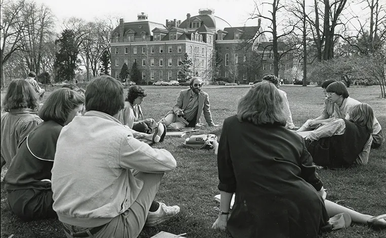 outdoor class on Parrish Beach, circa 1970s