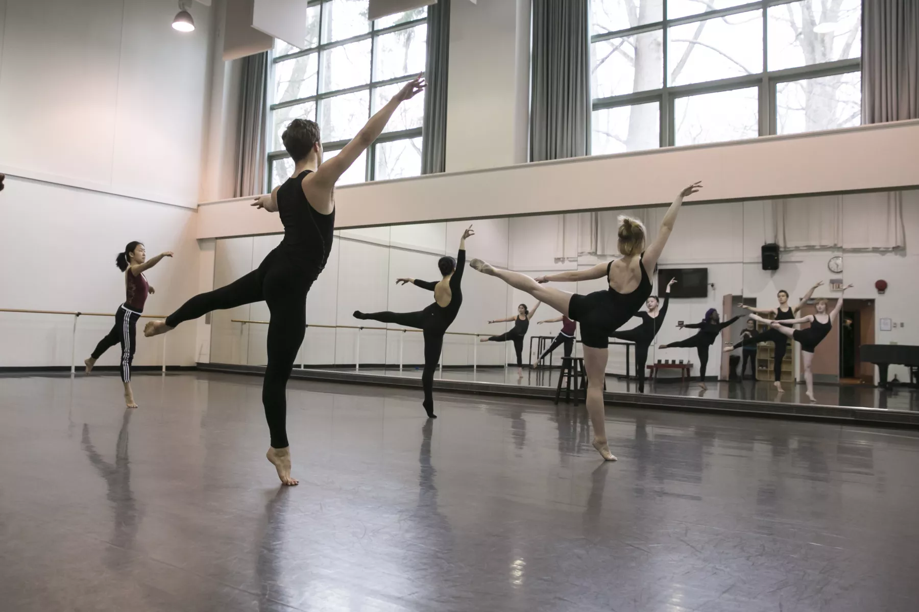 Students rehearse in the Boyer dance studio