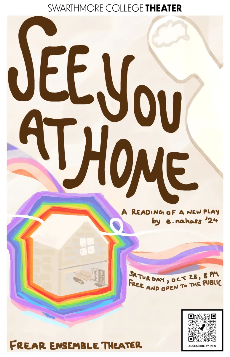 A house surrounded by a rainbow.