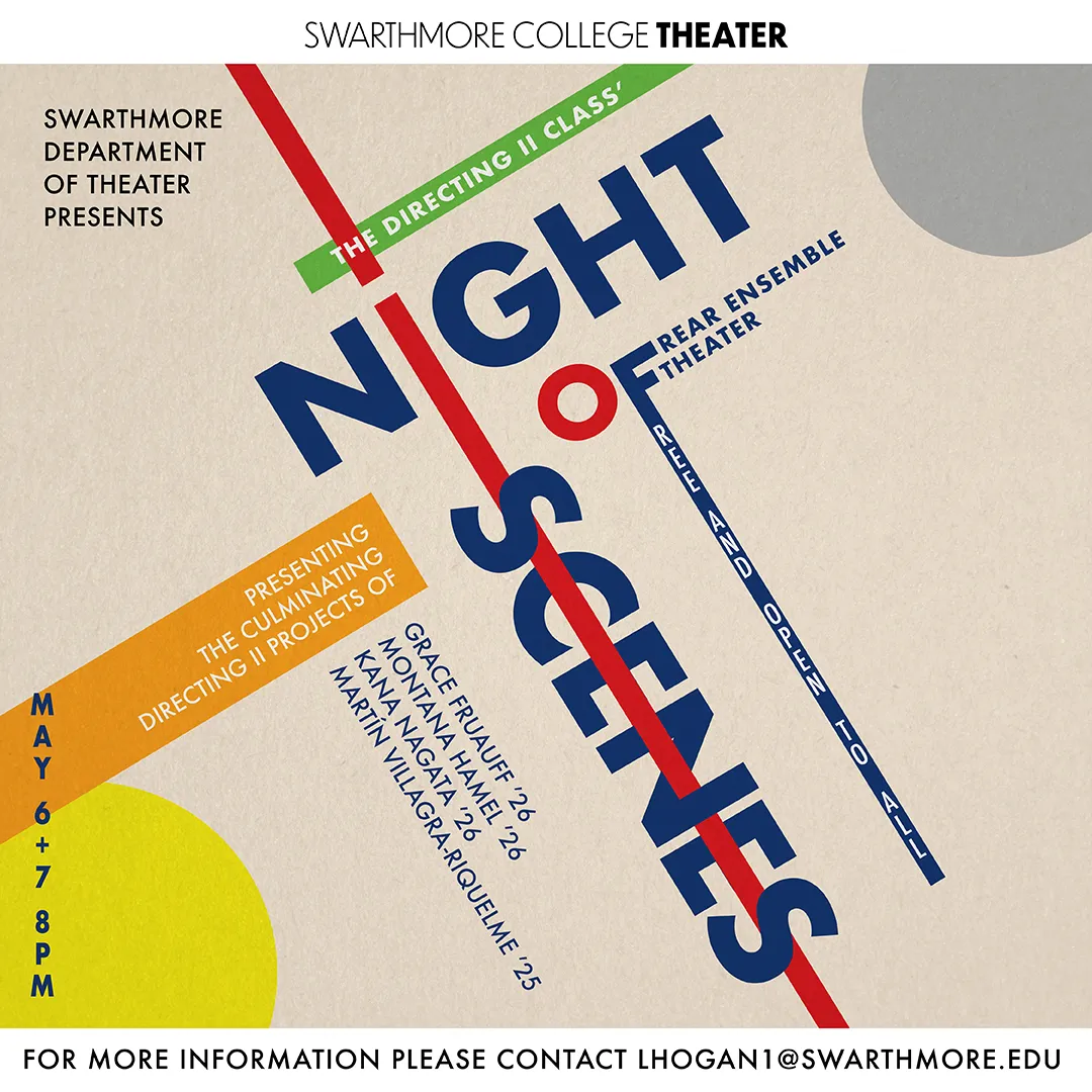 A graphical poster for the Directing II Night of Scenes