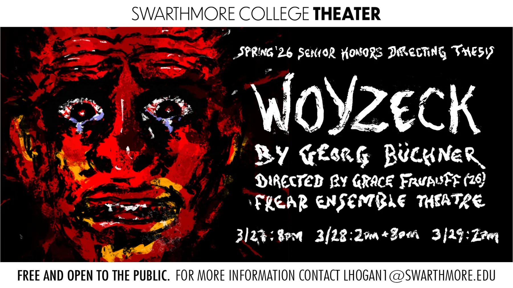 Marketing poster for Swarthmore's Woyzeck