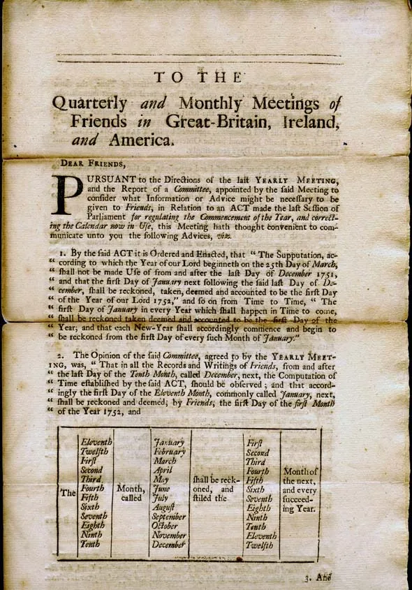 Epistle sent by the London Yearly Meeting for Sufferings in 1751