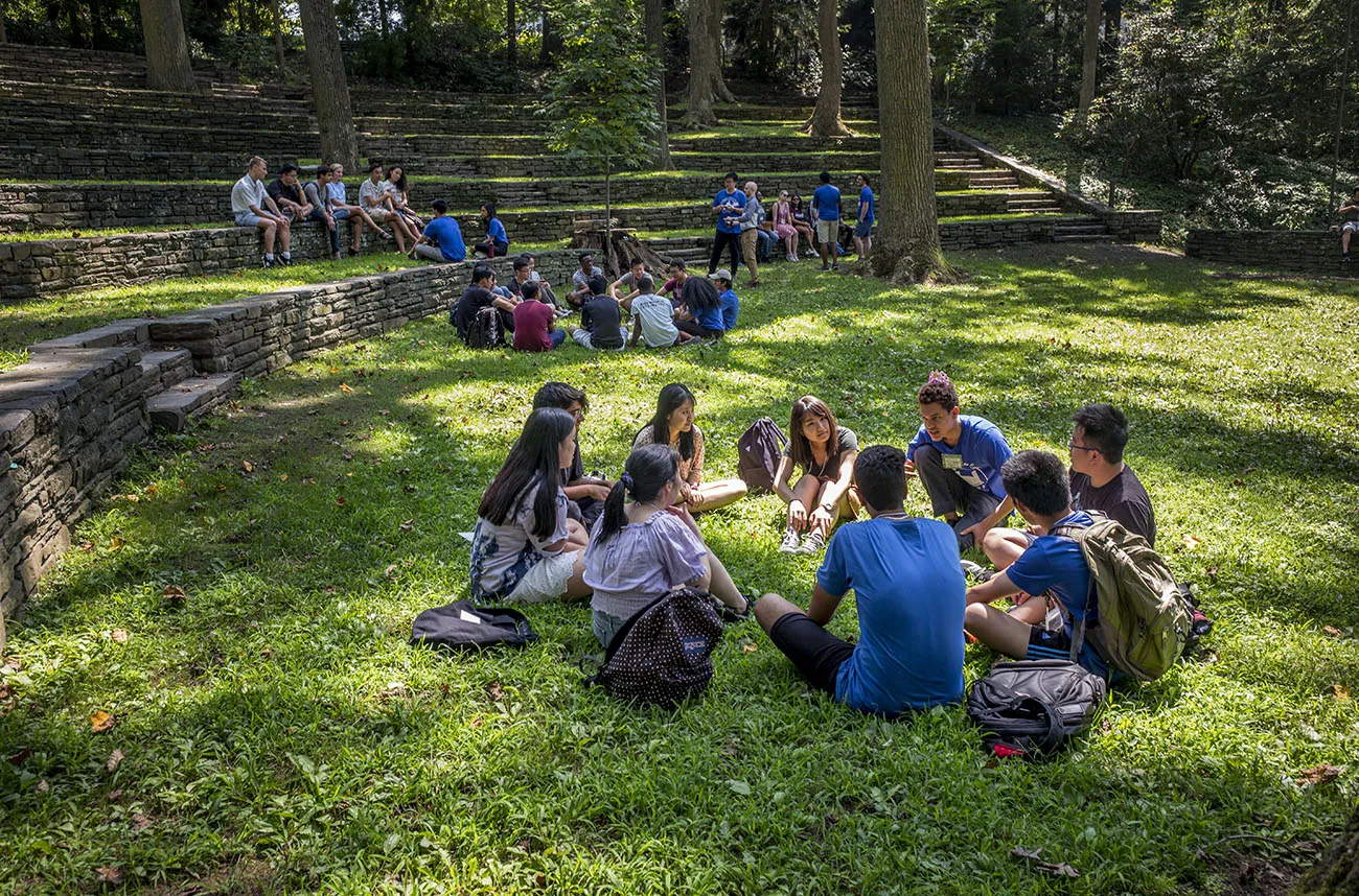 students talking