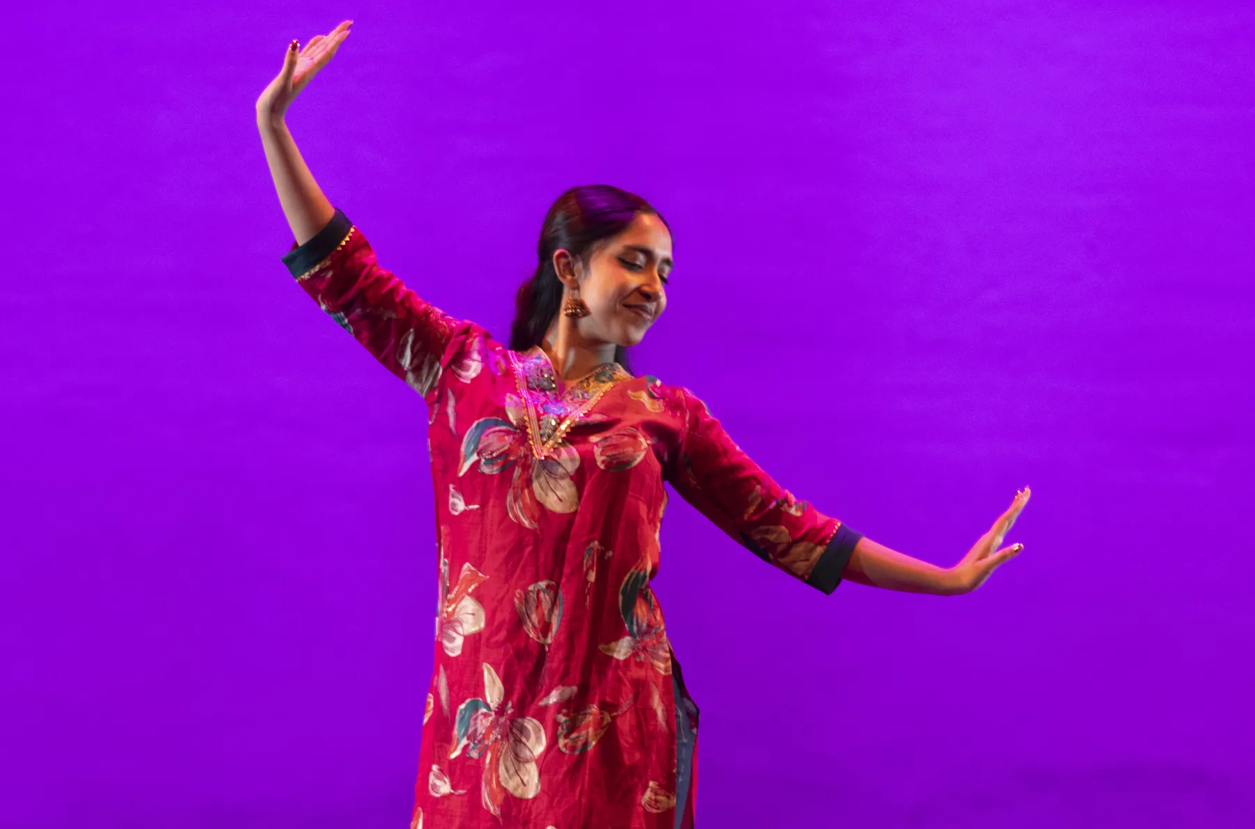 Student dancing at the cultural showcase.