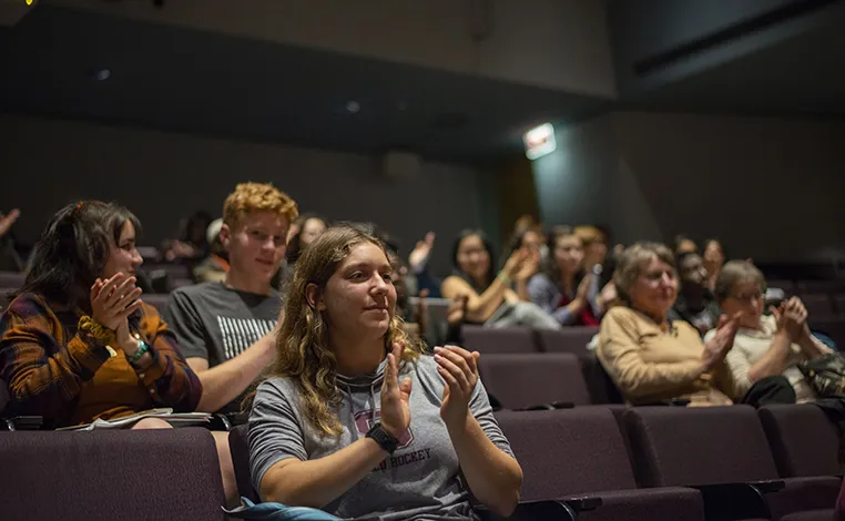 students watching a film