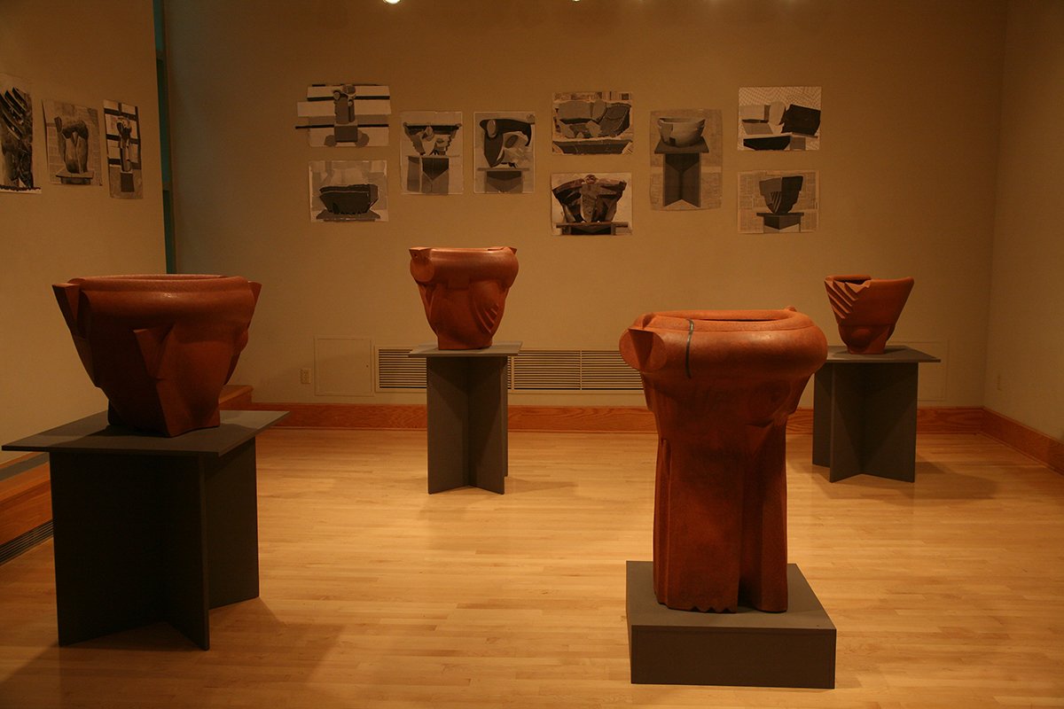 Pot sculptures in List Gallery exhibition