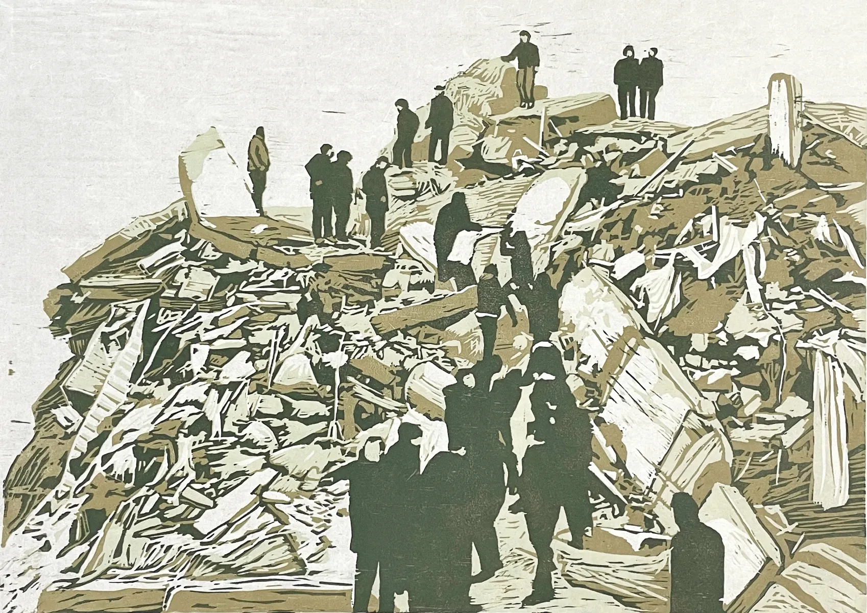 Kakyoung Lee, Another Beginning – “We must be still and still moving,” 2023, reductive woodcut on Mulberry paper, 17 x 24 3⁄4 inches. Photo courtesy of the artist
