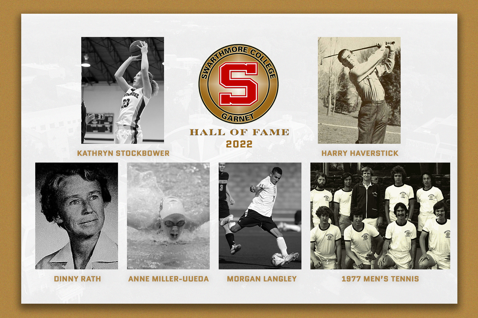 Collage image of inductees into Swarthmore Athletics Hall of Fame