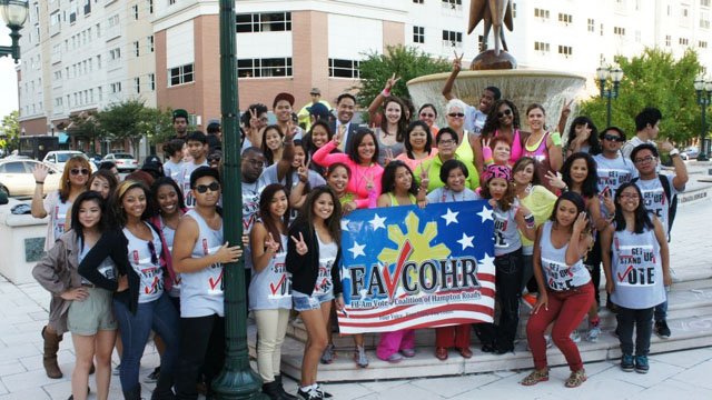 Members of The Filipino American Vote Coalition of Hampton Roads, Va., at the launch of the National Registration Day in the U.S. (photo by Maki Somosot '12)