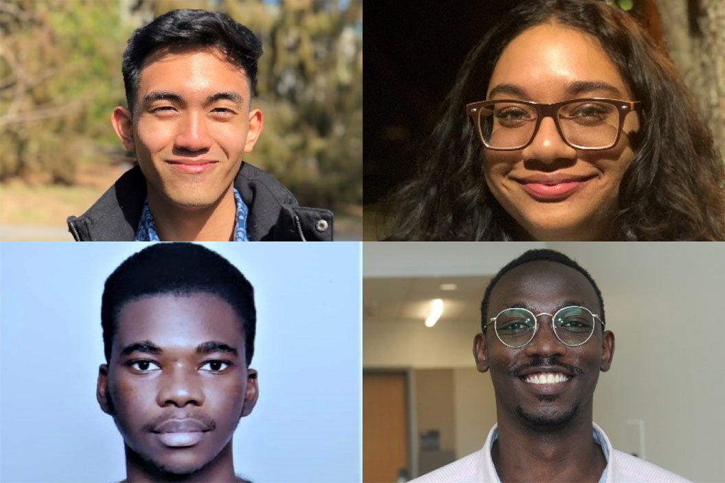 Clockwise from top left: Daniel Torres Balauro ’23, Aleina Dume ’23, Haron Kalii ’23, and Philippe Kame ’23.