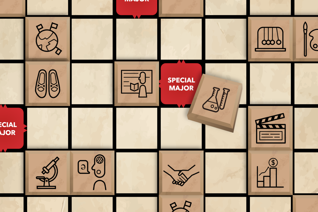Scrabble Board showing special majors