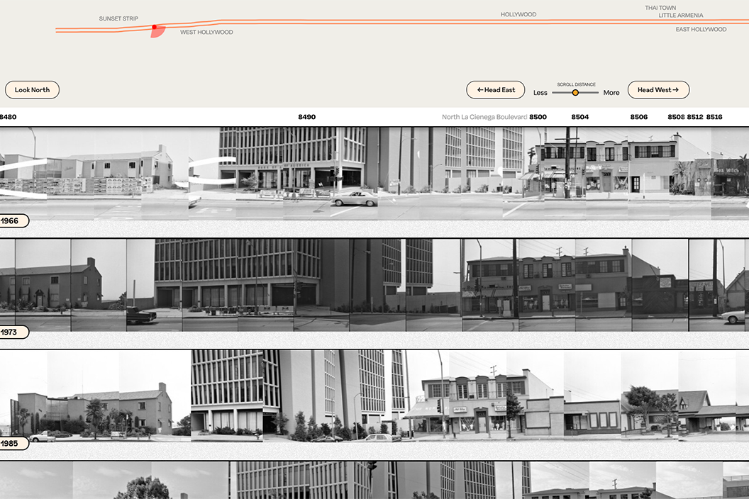 Screenshot of Sunset over Sunset website showing buildings throughout history