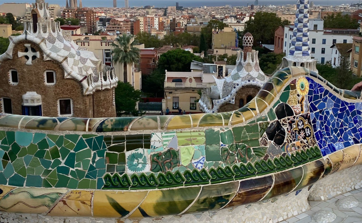 detail of a bench in Park Guell, Barcelona