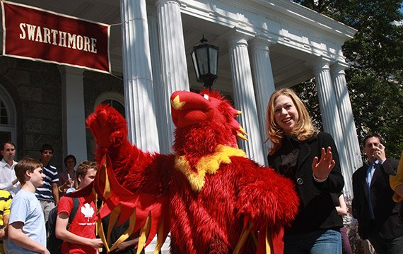 Phineas the Phoenix with Chelsea Clinton