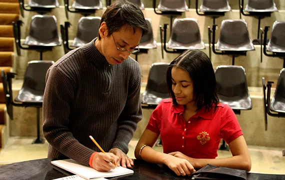 Professor advising student