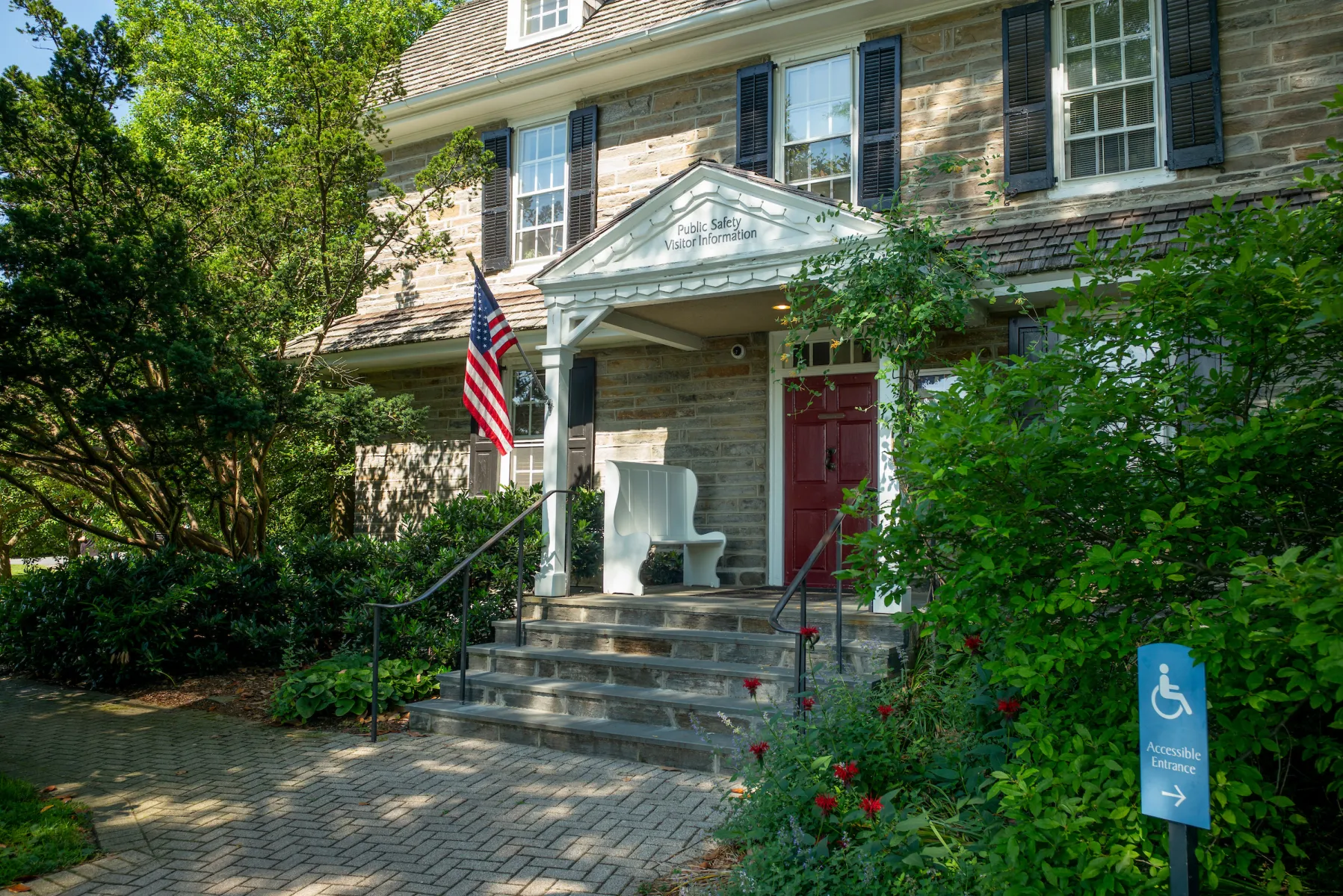 Picture of the front of the Ben West House/Visitors Center where Public Safety is located.