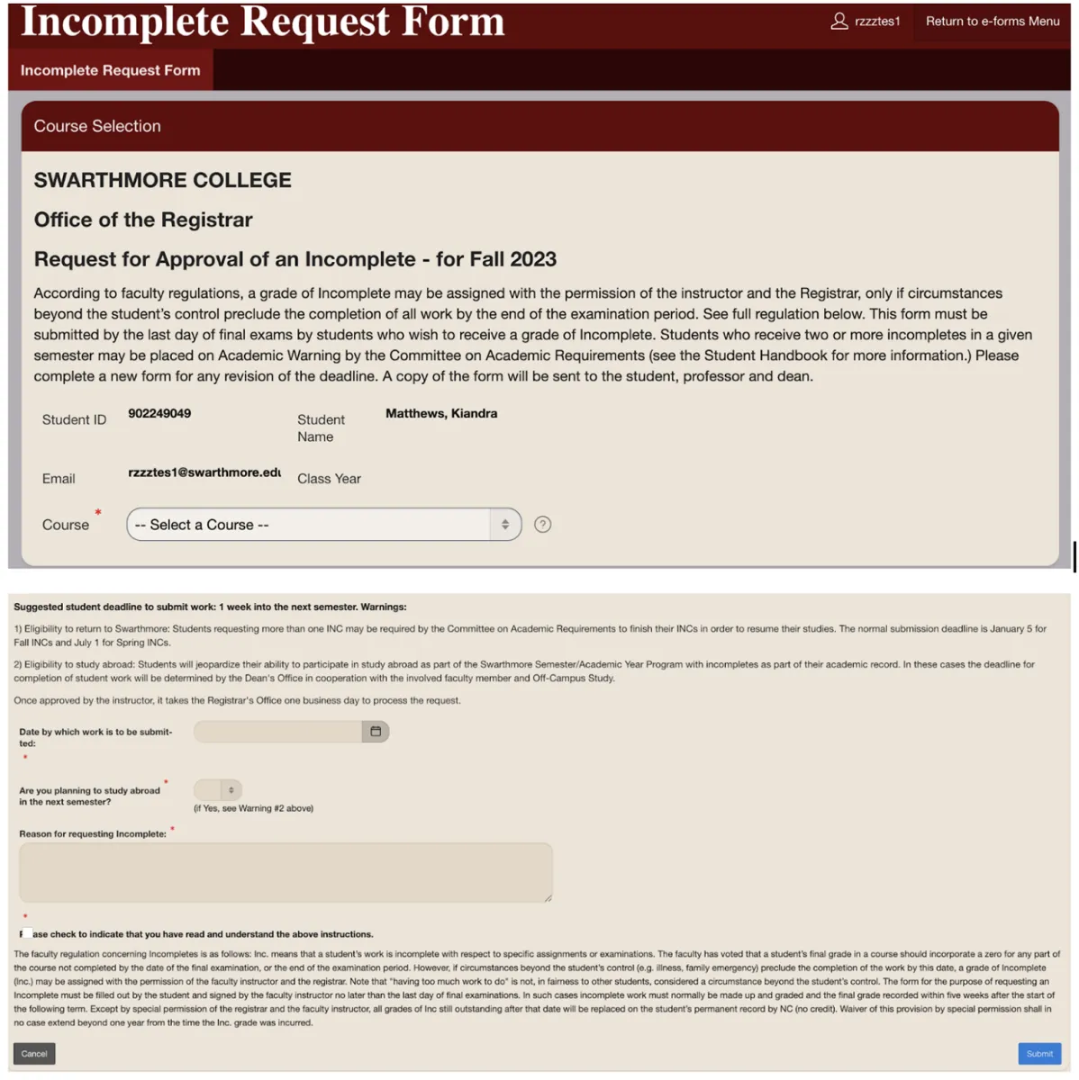 screen shot of incomplete form - see instructions below