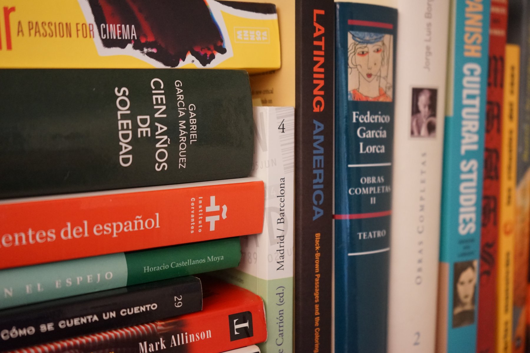 Spanish Novels on shelf.