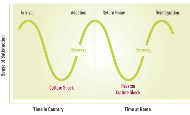 Chart displaying culture shock curve