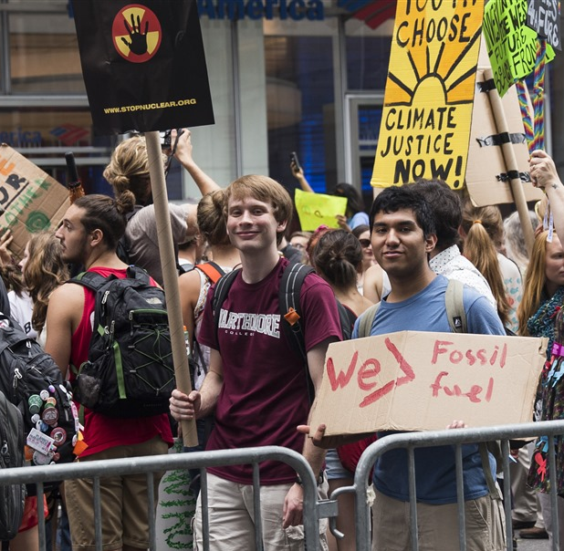 Swarthmore students attend the 2014 People's Climate March in NYC.