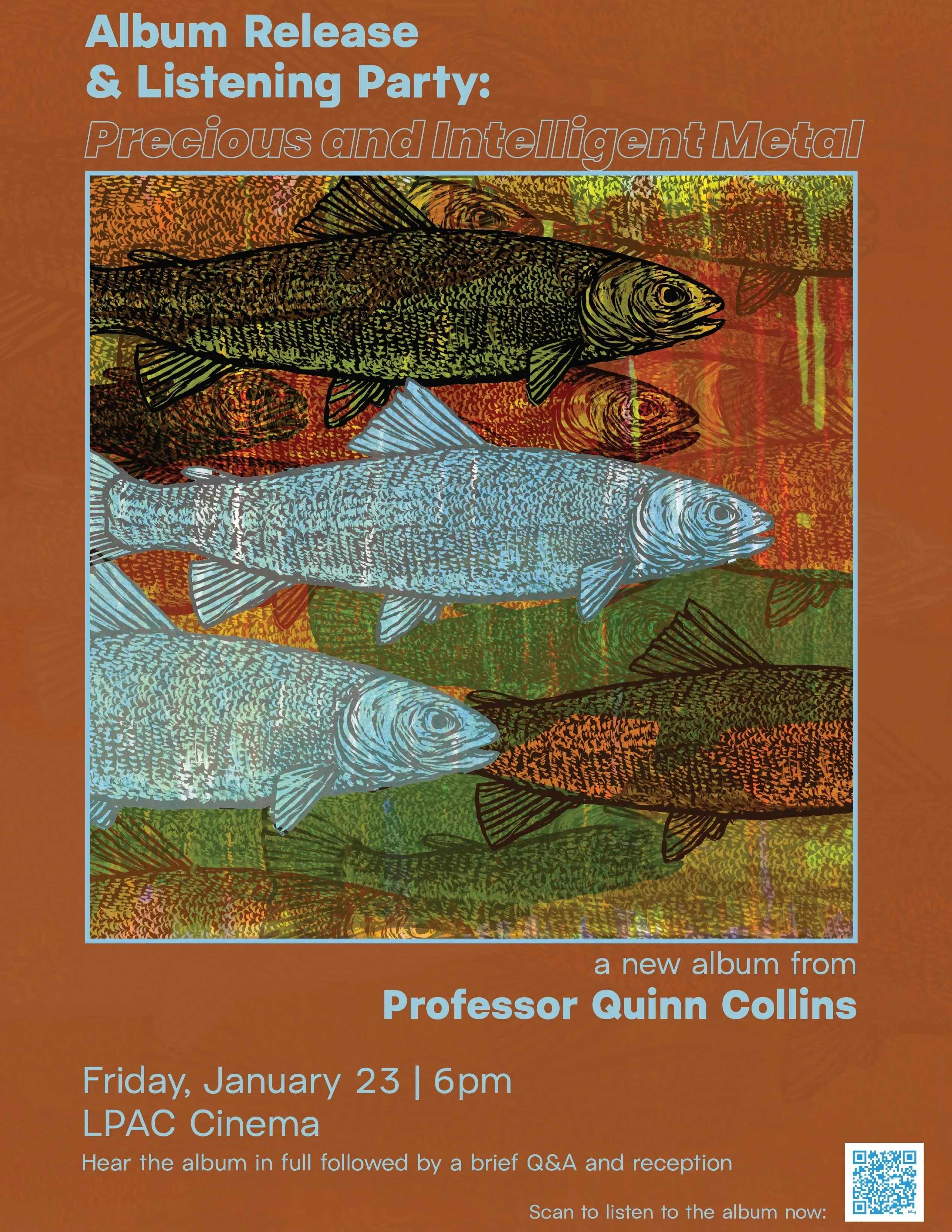Album cover for Precious and Intelligent Metal featuring a painting of fish