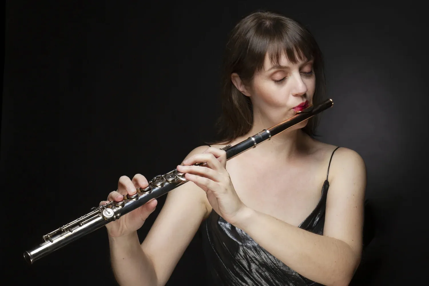 Flutist Roberta Michel play the flute